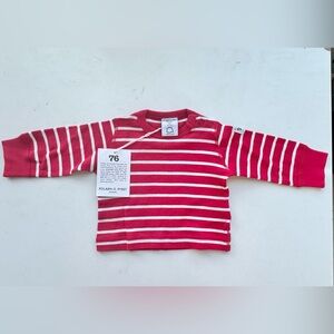 NEW Polarn O. Pyret Sz 0-1 Months Baby Red White Striped Long Sleeve Shirt